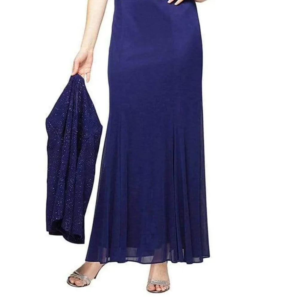 Alex Evenings 2251651 Evening Gown Blue Size 8P_4